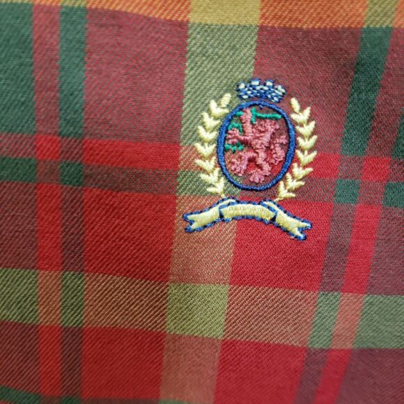 Tommy Hilfiger Mens Dress Shirt Size M Red Green Long Sleeve Cotton - Picture 2 of 8